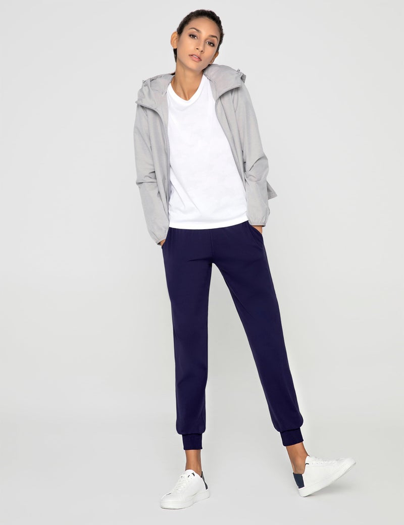 AJISAI Women's Joggers Pants with Pockets Drawstring Sweatpants for Running Workout Lounge Wear Navy S - Image 3
